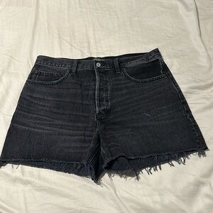 Abercrombie and Fitch high rise 4 inch distressed black jean shorts size 32 / 14